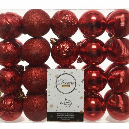 Grijpen pols slikken 40 Klassieke rode plastic kerstballen