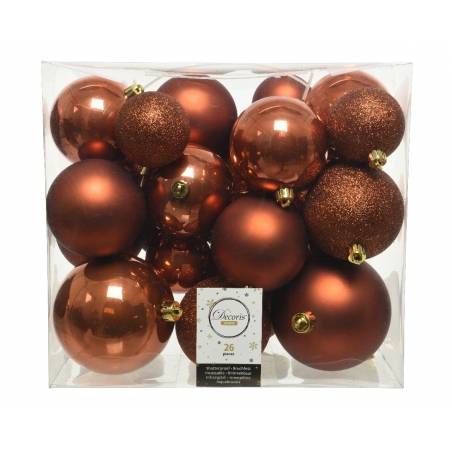 Boules de Noël - 5 cm - lot de 15 - Chocolat et Blanc