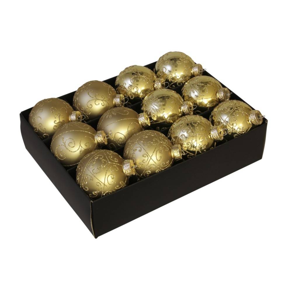 Aan boord Minder nek 12 Gouden kerstballen met motief