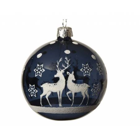 6 Dark blue bauble with reindeer