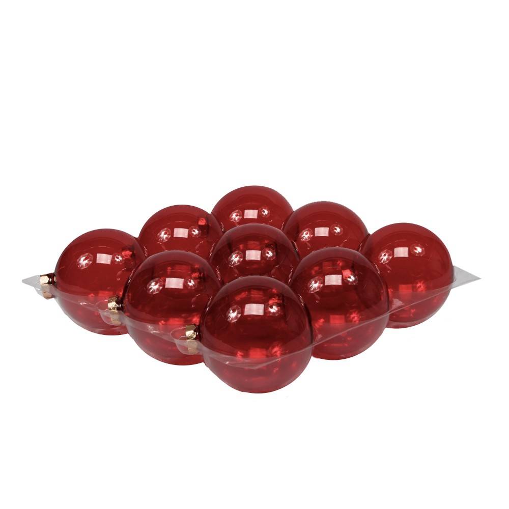 Kerstballen classic rood doorzichtig