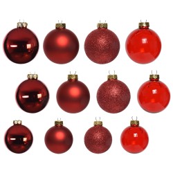 42 Red classic Christmas baubles