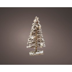 Arbre de Noël enneigé lumineux en rotin 50cm