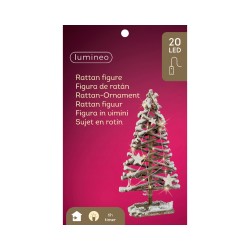 Arbre de Noël enneigé lumineux en rotin 50cm