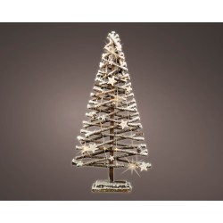 Arbre de Noël enneigé lumineux en rotin 80cm