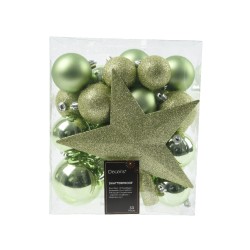 Tea green glitter plastic Christmas balls