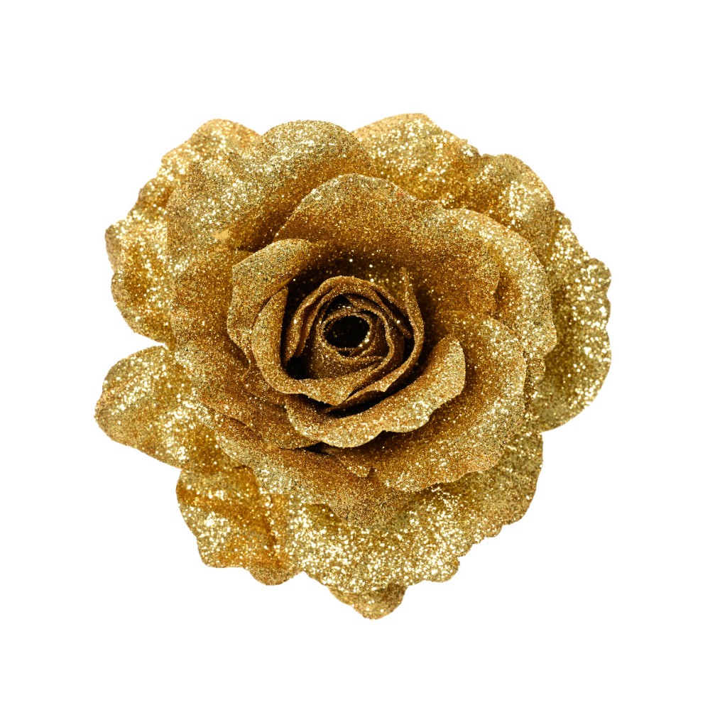 Powdered gold glitter rose on a clip