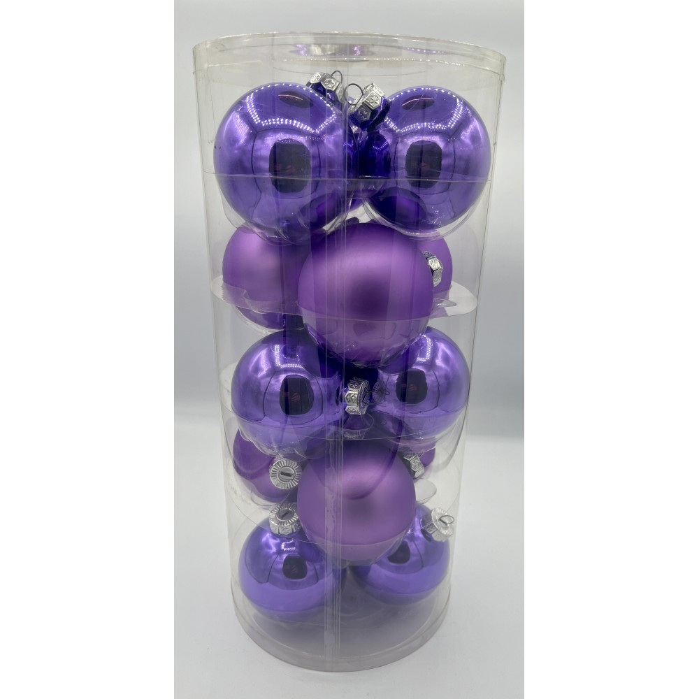 15 Boules de Noël mauve 8cm