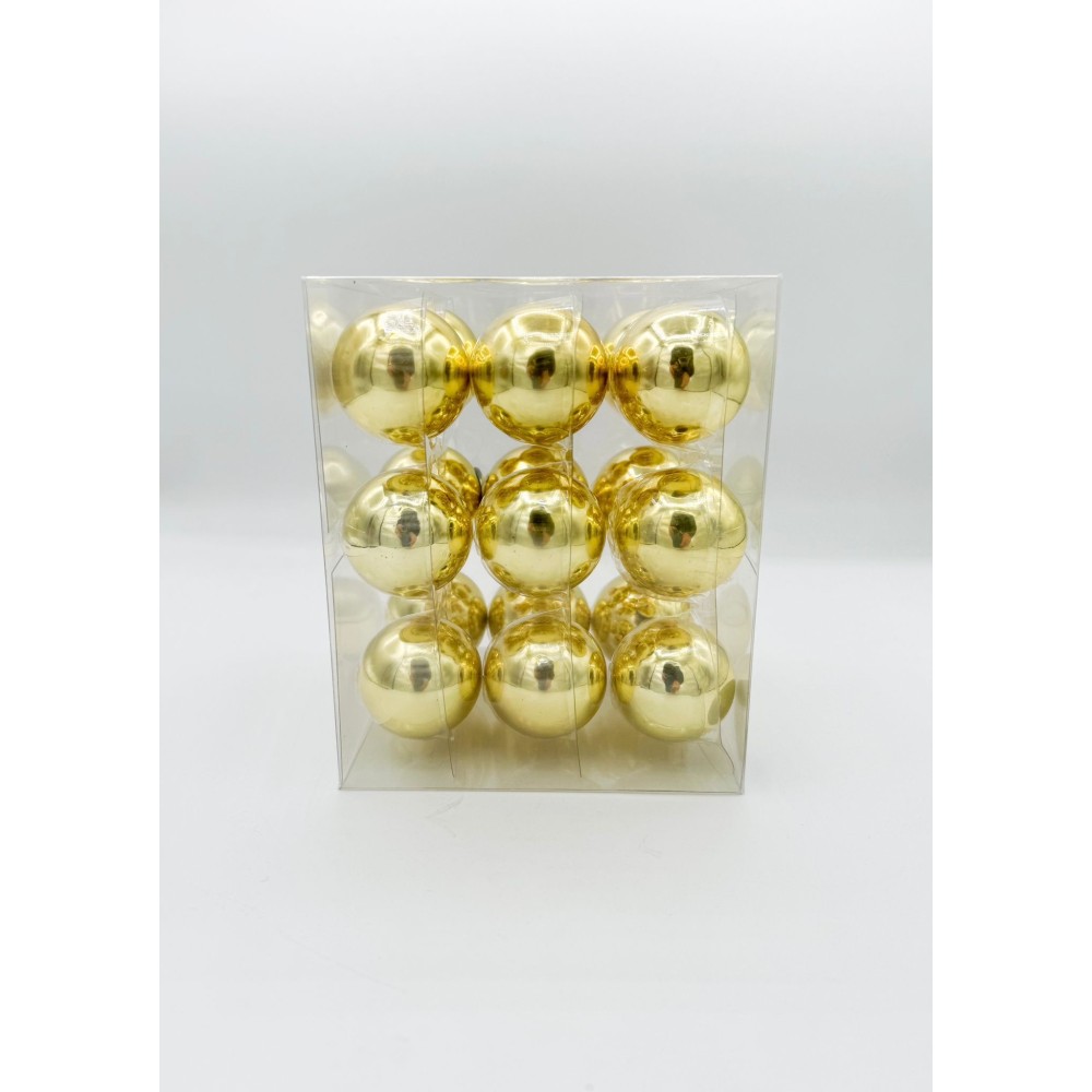 18 Golden Glass Balls - 4cm