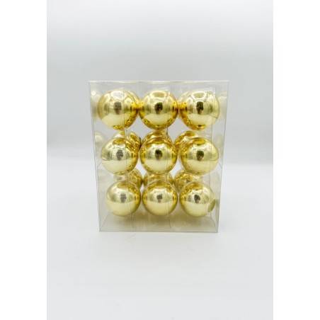 18 Golden Glass Balls - 4cm